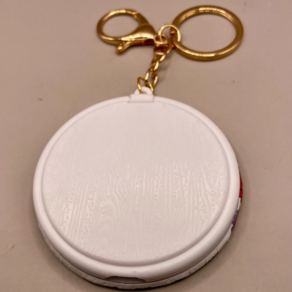 Jewel tone floral compact mirror keychain. Keyring purse bag backpack charm